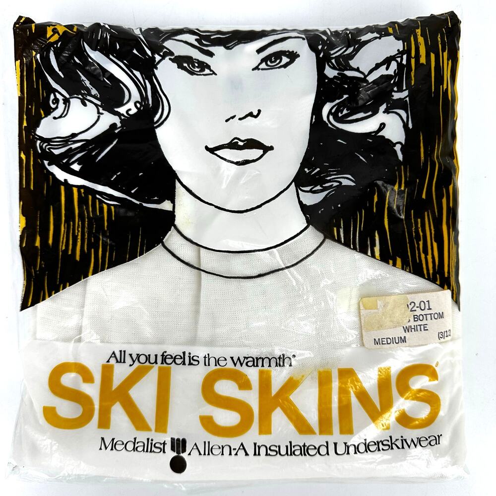 Vintage Allen Ski Skins Insulated Underskiwear bottoms white M NOS